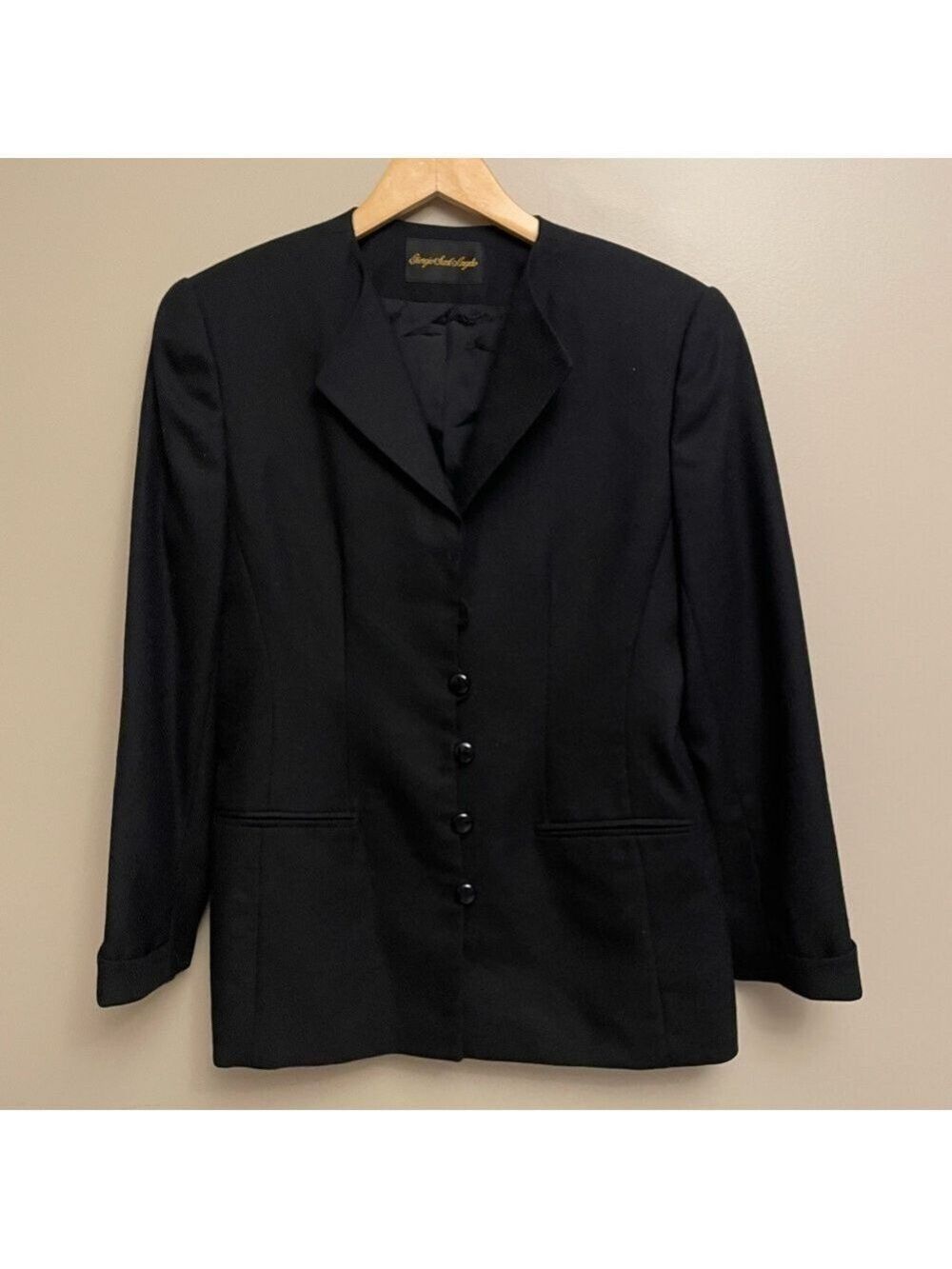 Giorgio Sant Angelo Blazer 100% New Wool Size 12 Blazer Jacket Black